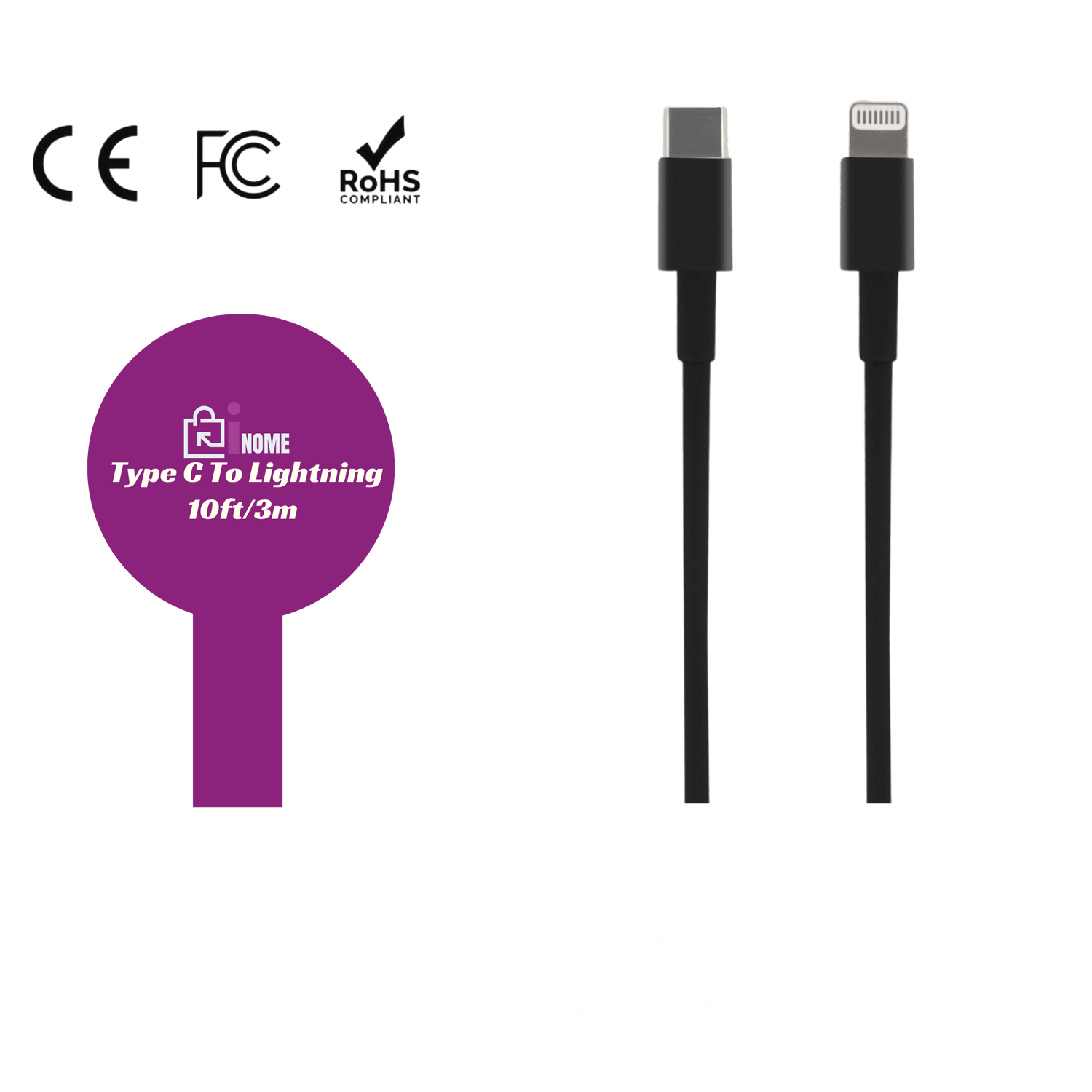 Sleek Charger Cables 10ft - Pack of 10