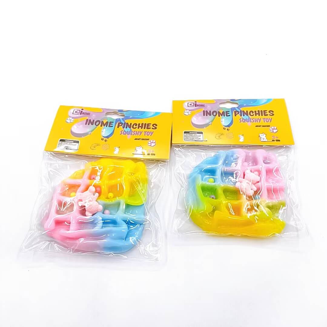 Medium Squishy Waffle Round Pinchy Toys - Box of 16 Pieces