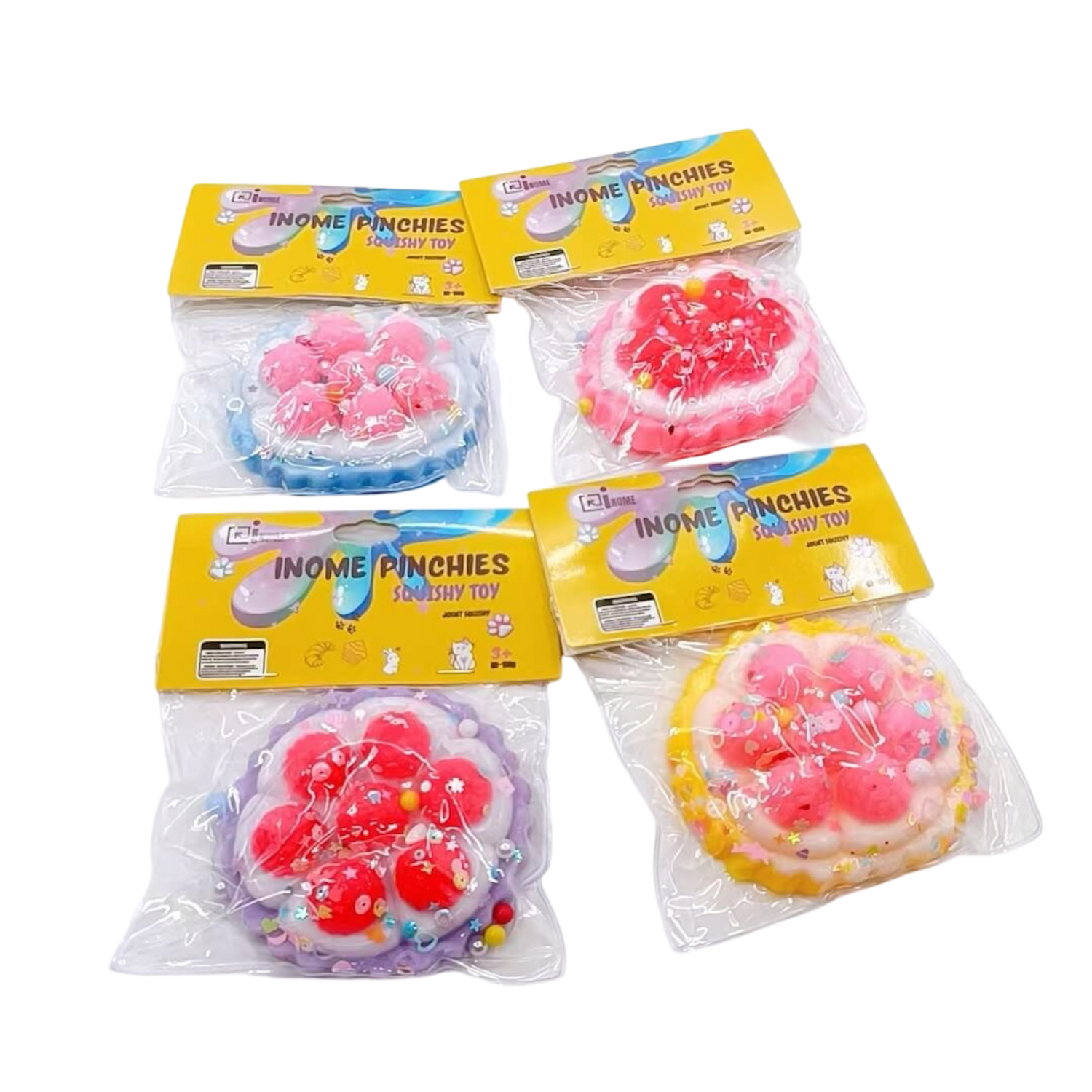 Large Squishy Raspberry Tart Pinchy Toys - Box of 12
