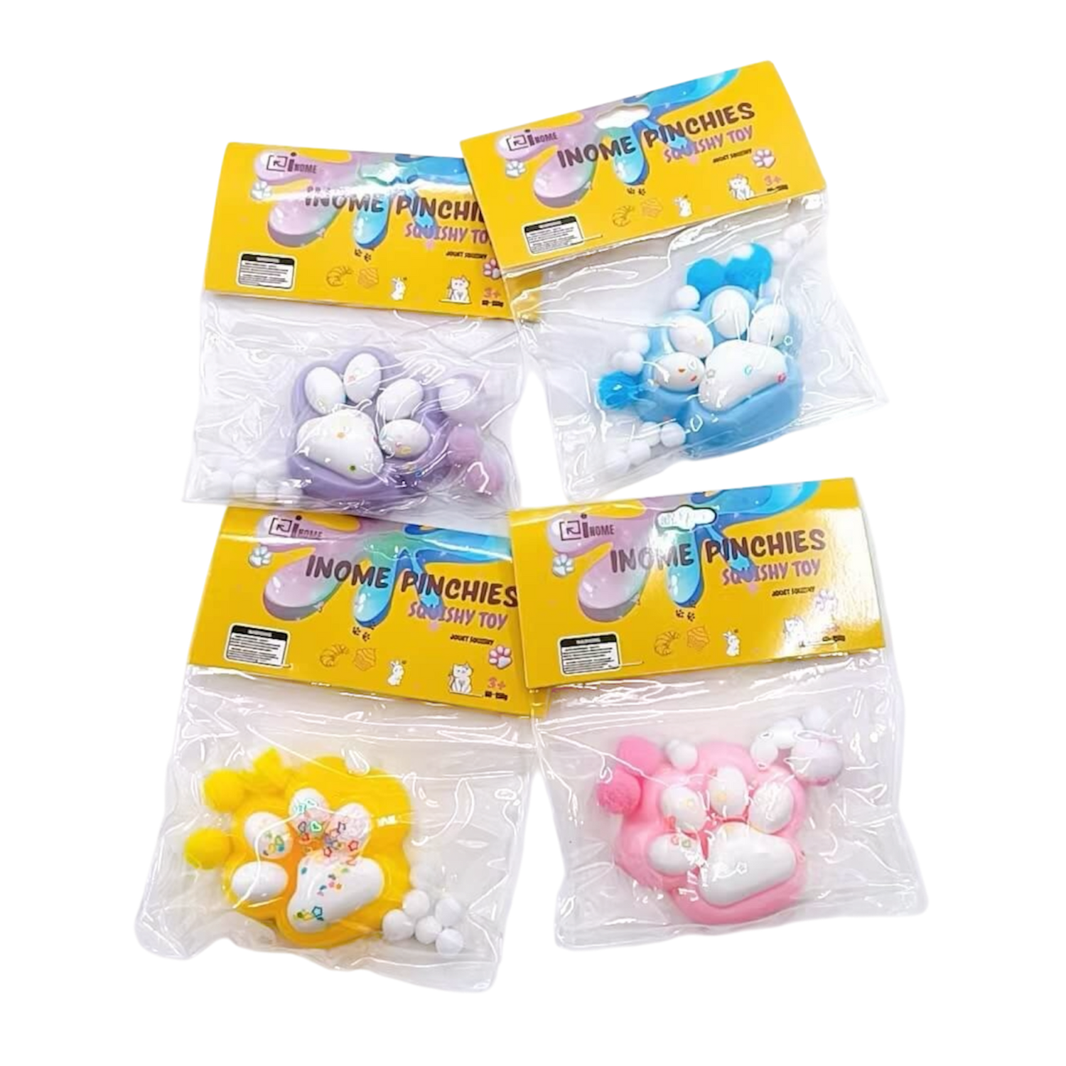 Medium Squishy Sequenced Cat Paw Pinchy Toys - Box of 16 Pieces