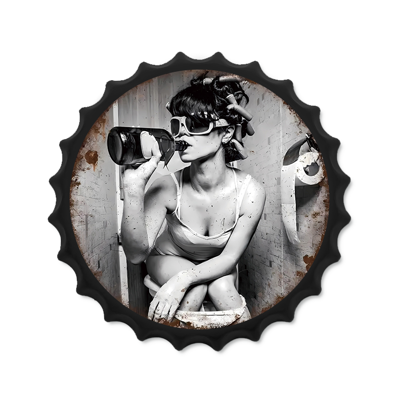 Vintage Tin Beer Caps – 35cm Wall Decor Sippin Girl