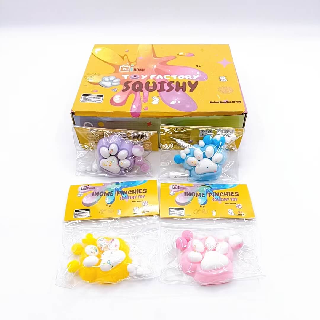 Medium Squishy Sequenced Cat Paw Pinchy Toys - Box of 16 Pieces