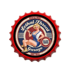Vintage Tin Beer Caps – 35cm Wall Decor Lethal Threat