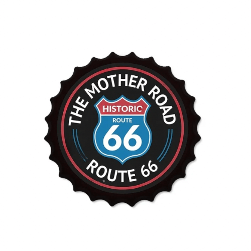 Vintage Tin Beer Caps – 35cm Wall Decor Route 66