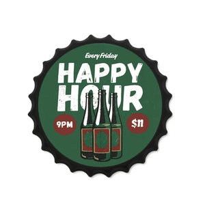 Vintage Tin Beer Caps – 35cm Wall Decor Happy Hour
