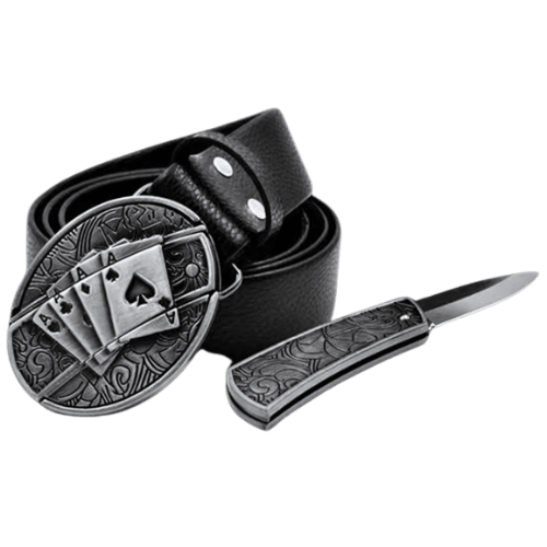 Cowboy Belt Buckle Ace with Blade