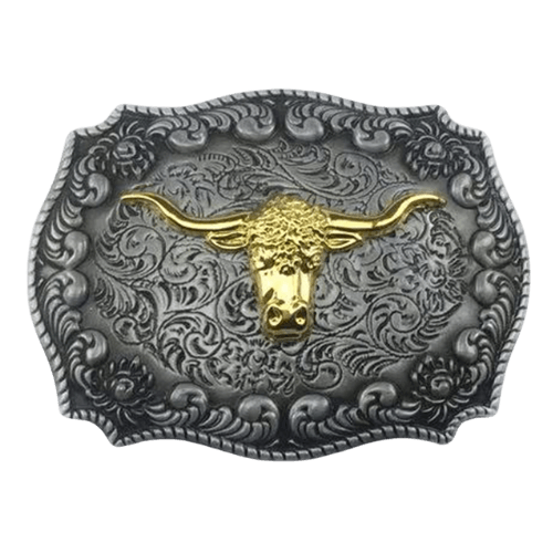 Cowboy Belt Buckle Gold Bull Head