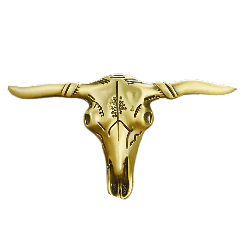 Cowboy Belt Buckle Gold Bold Skull Head