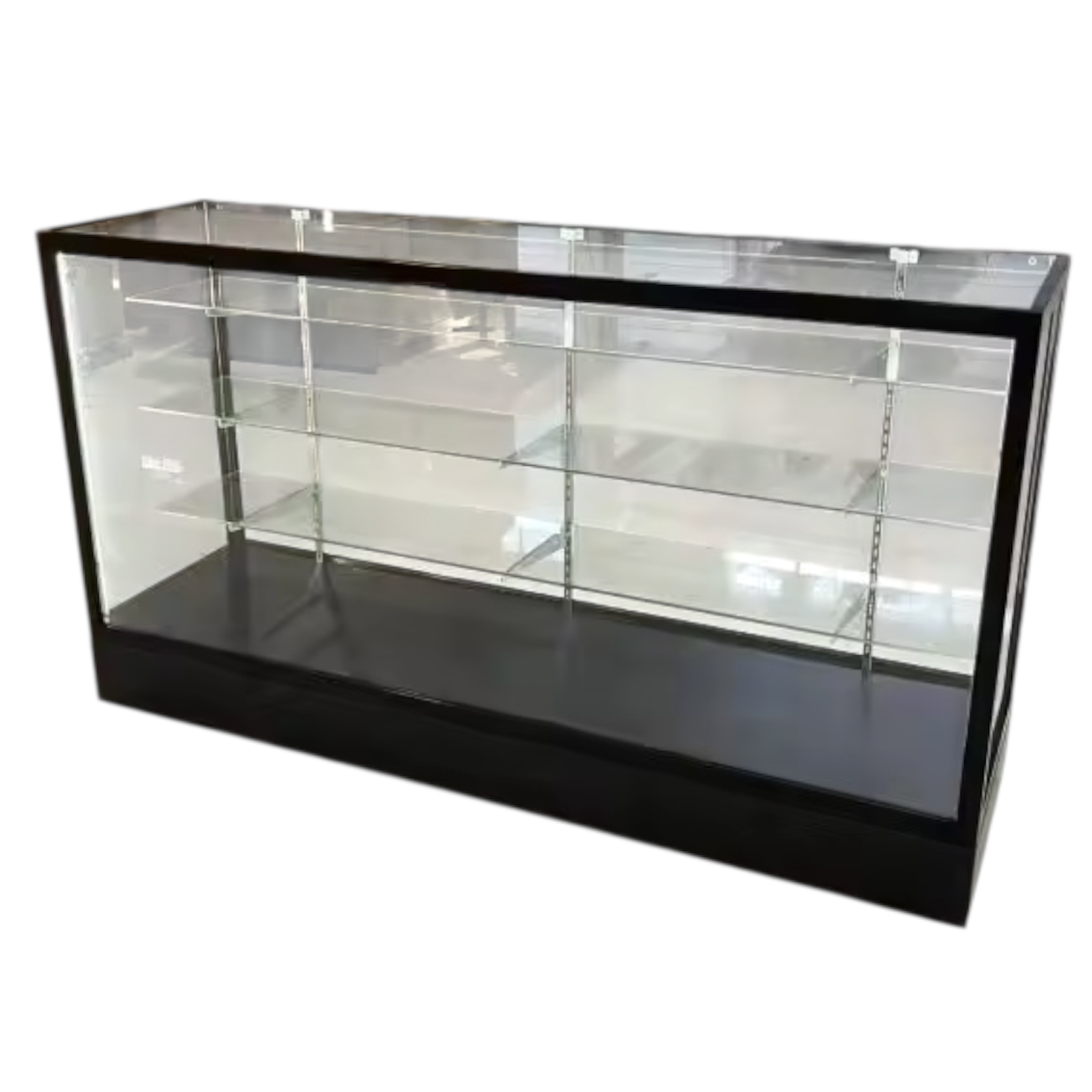 71” Black Aluminum Frame Glass Display Case with Lock