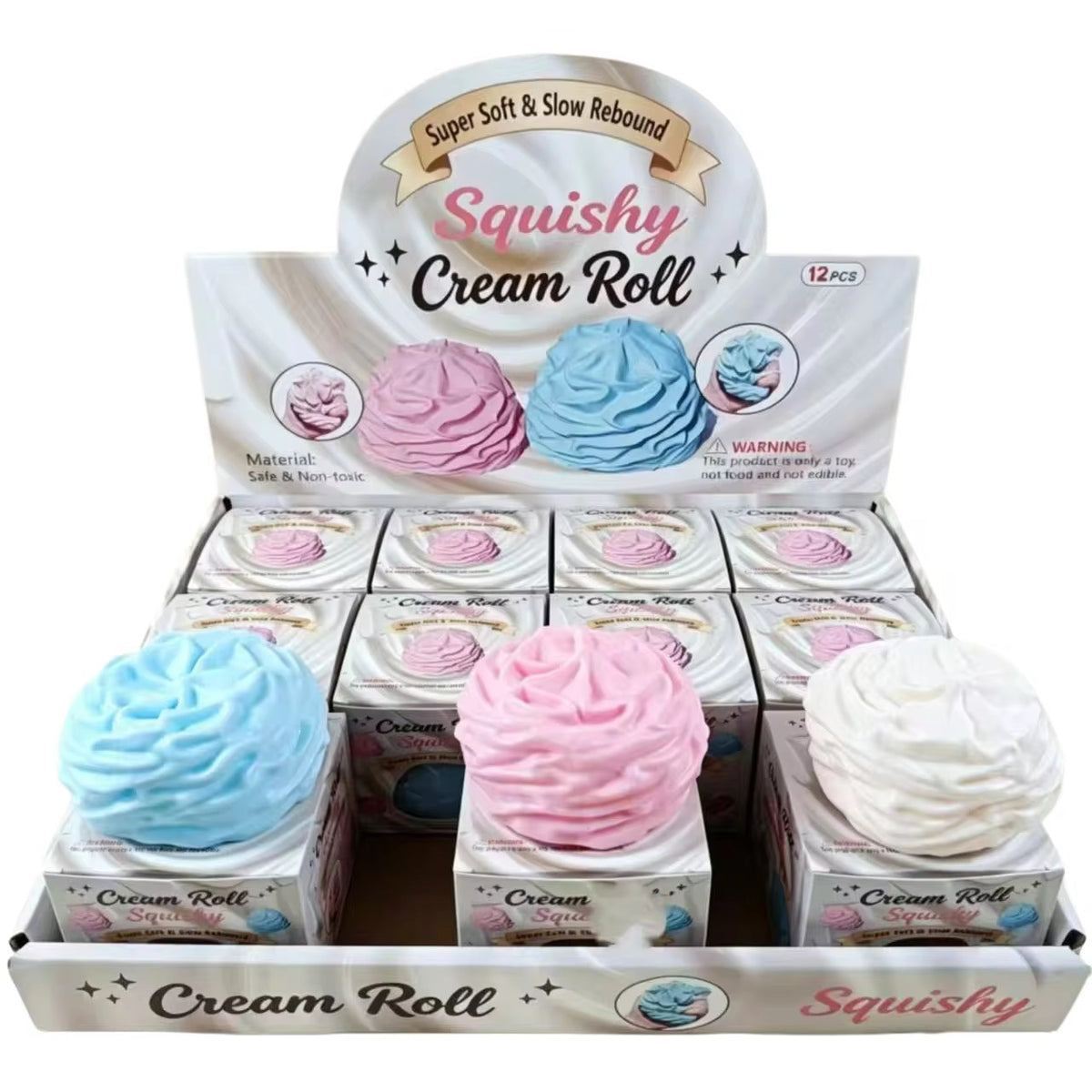 CREAM ROLL SQUISHY – 12pcs per Box – 3 Colors
