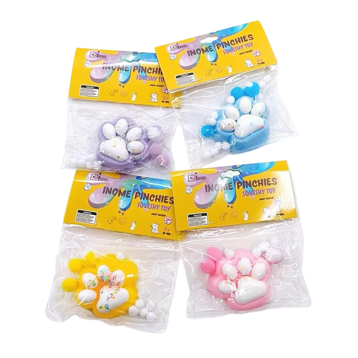 Medium Squishy Sequenced Cat Paw Pinchy Toys - Box of 16 Pieces