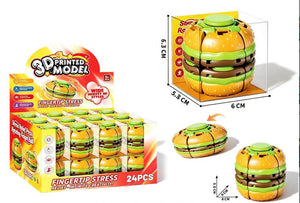 JOUET FIDGET SPINNER EN FORME DE BALLE  HAMBURGER | Boîte présentoir de 24 pièces