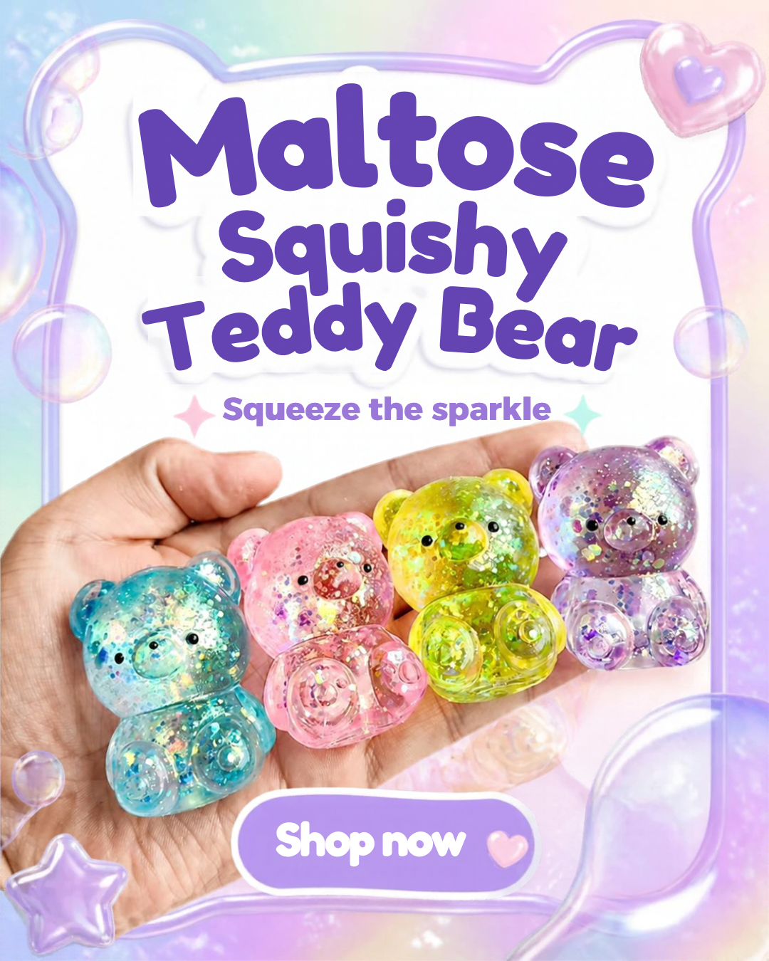 MALTOSE TEDDY BEAR DECOMPRESSION SQUISHY TOY – 12pcs per Box | 7cm