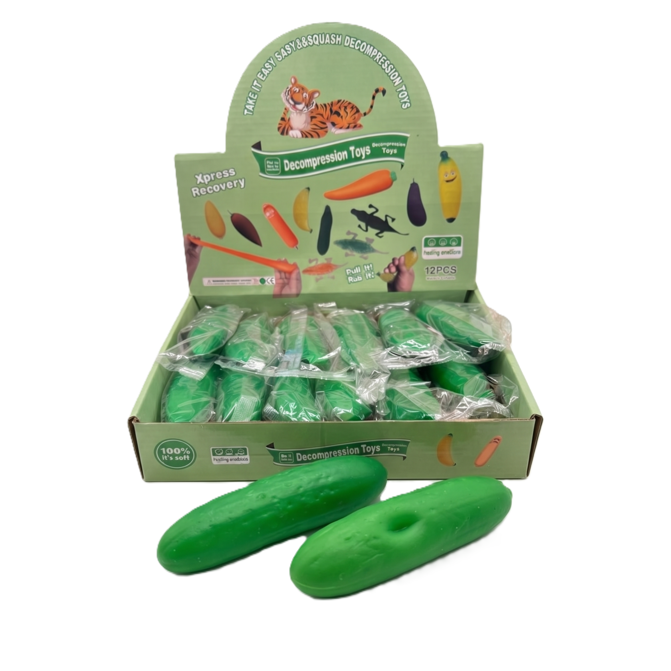 TPR Cucumber Squishy 9cm | 12-Piece Display Box
