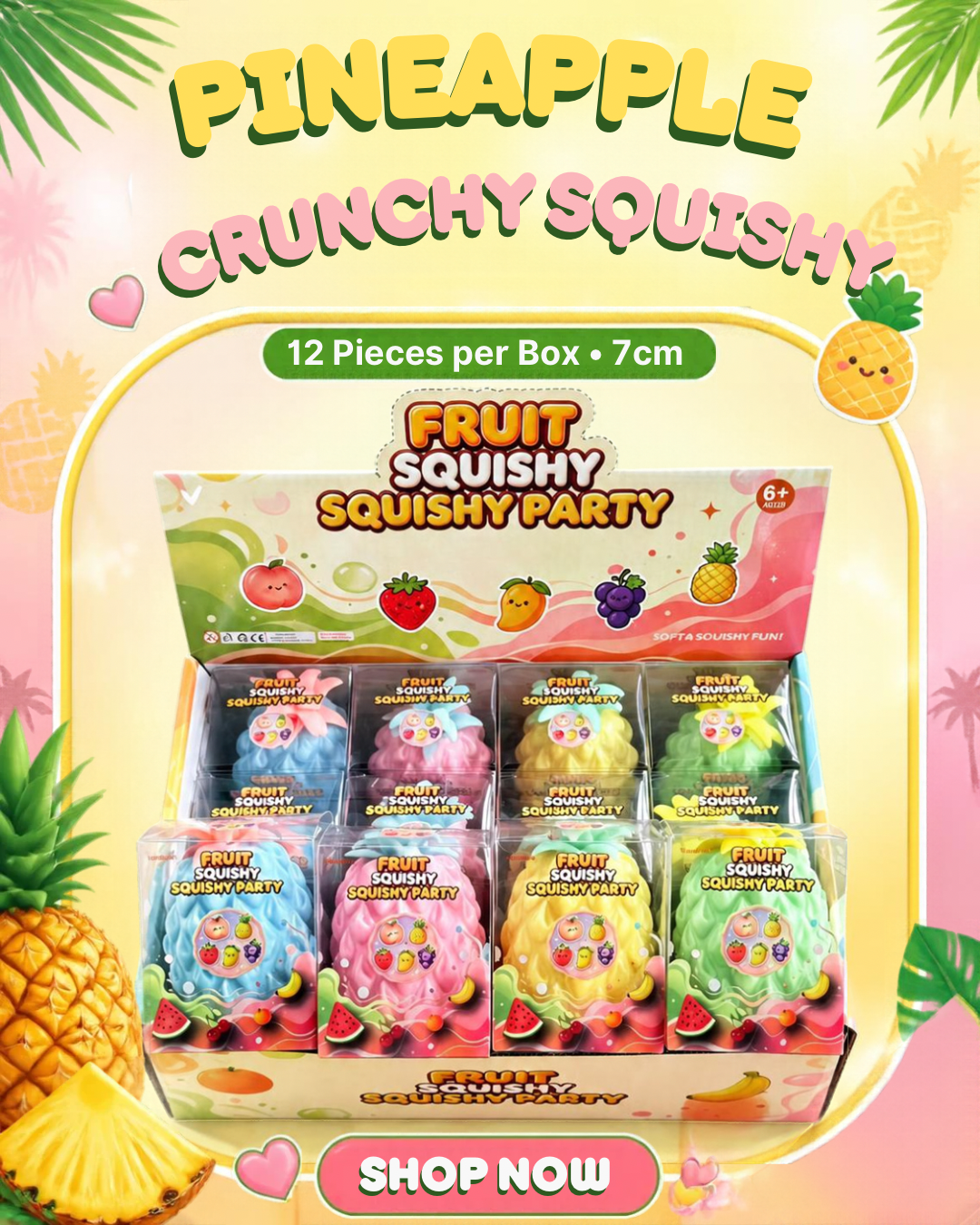 PINEAPPLE FRUIT CRUNCHY SQUISHY TOY |12pcs per Box 7Cm