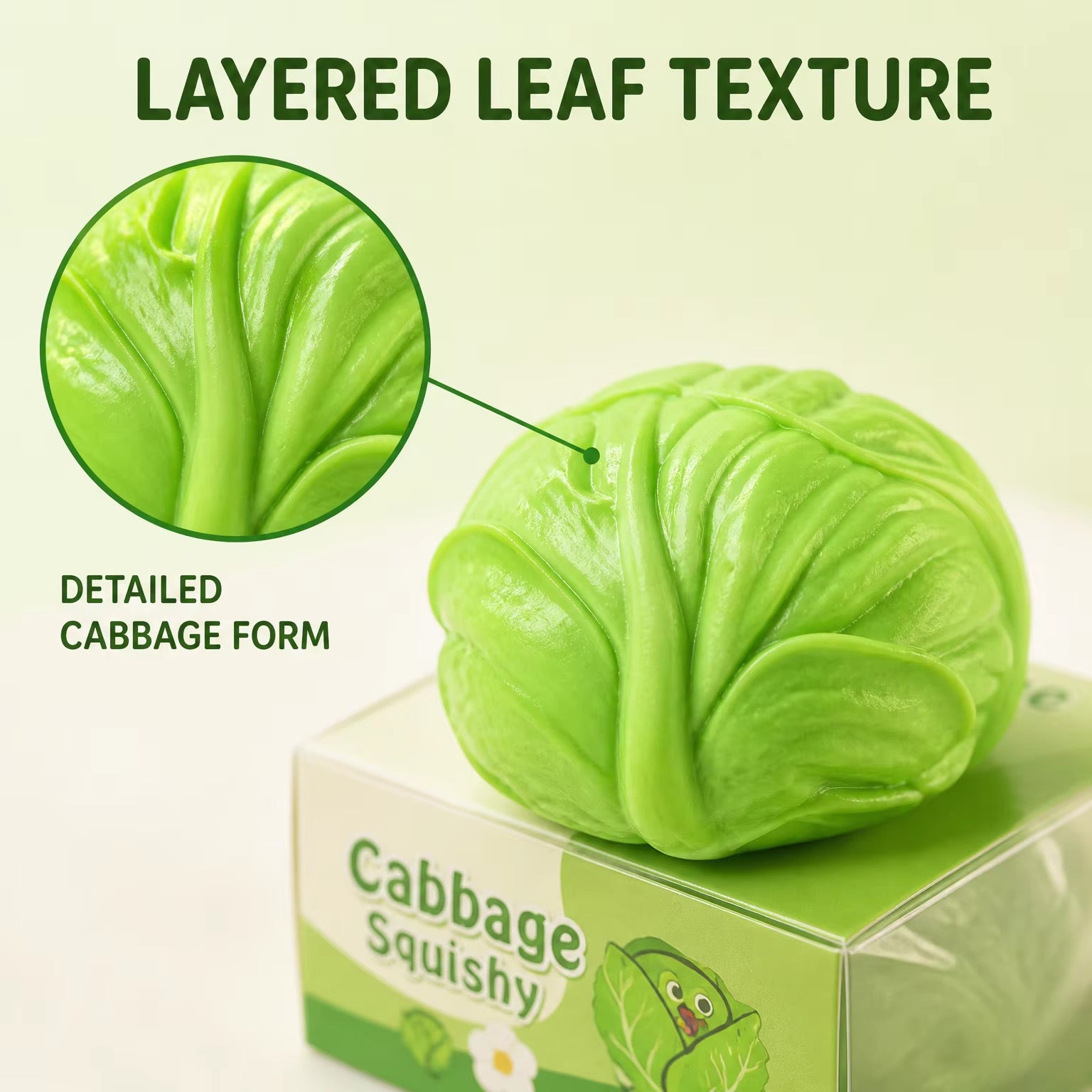 CRUNCHY CABBAGE SQUISHY  3 Colors Per Box| 12-Piece Display Box