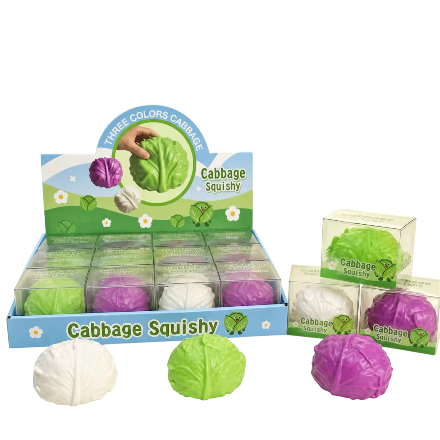 CRUNCHY CABBAGE SQUISHY  3 Colors Per Box| 12-Piece Display Box