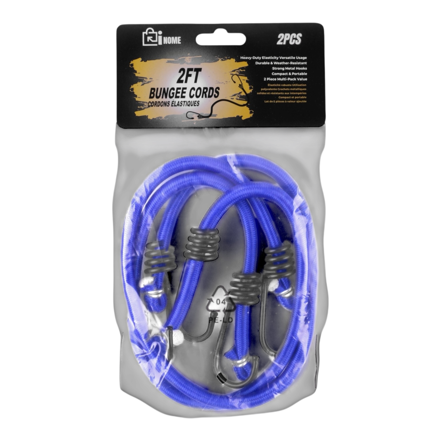 Heavy-Duty 2ft Bungee Cords (2 Cords Per Bag) - Pack of 3