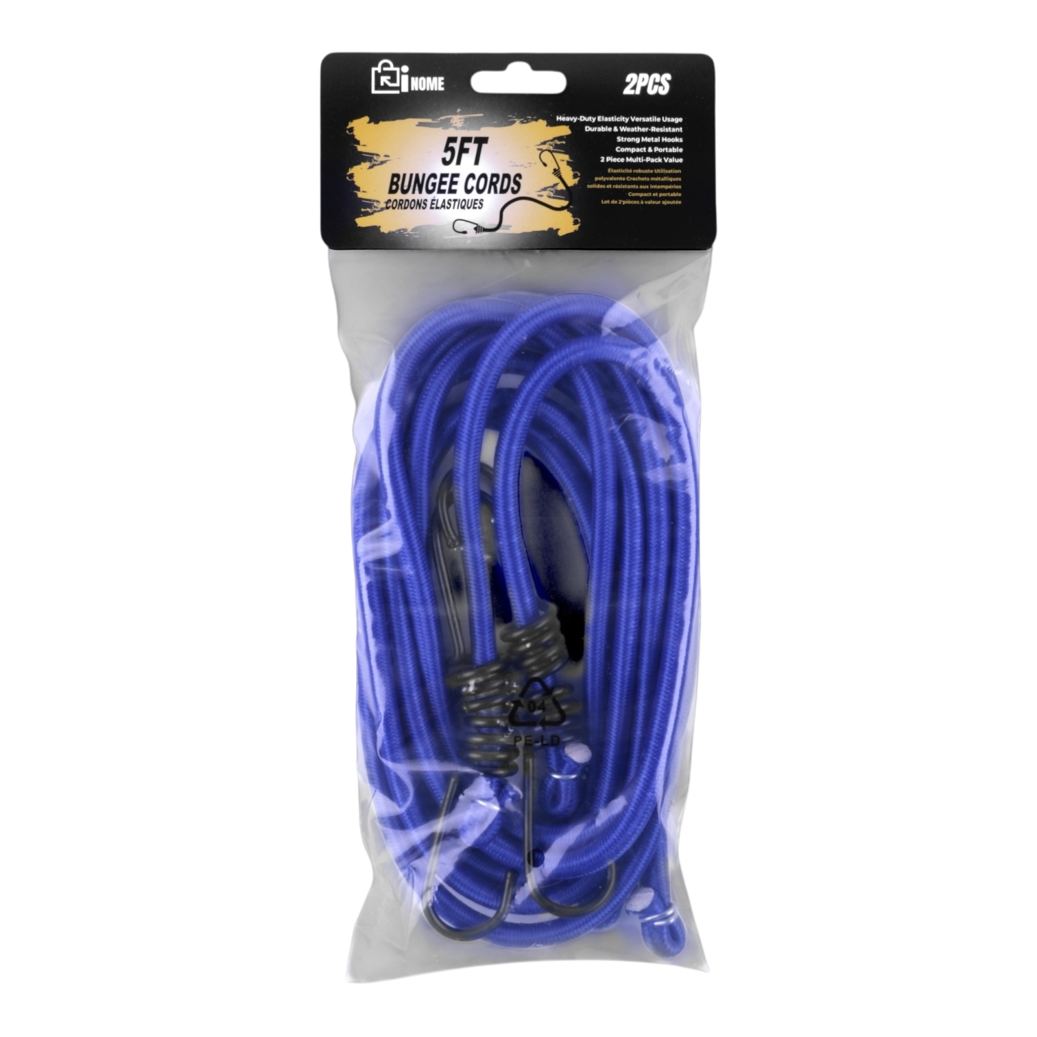 Heavy-Duty 5ft Bungee Cords (2 Cords Per Bag) - Pack of 3