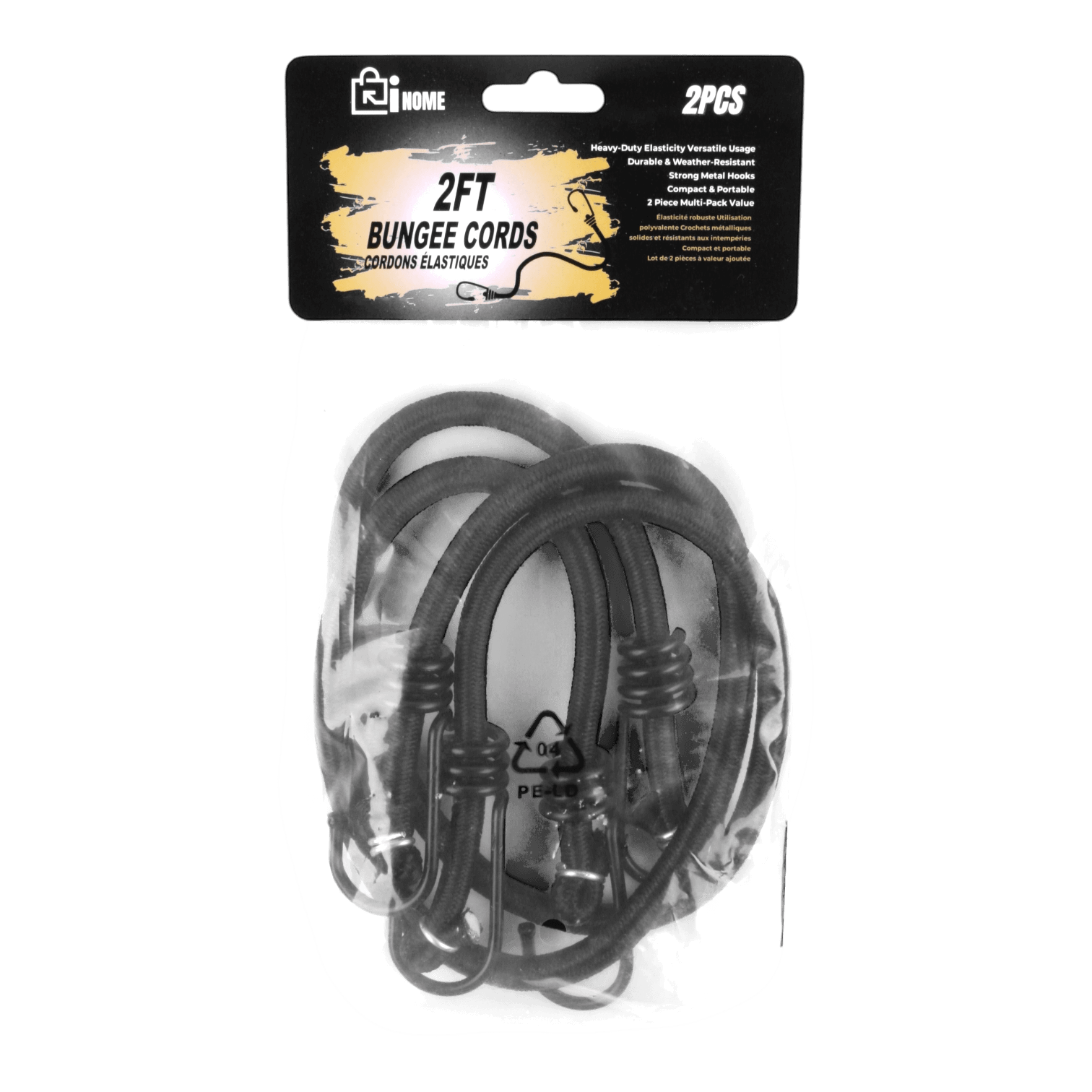 Heavy-Duty 2ft Bungee Cords (2 Cords Per Bag) - Pack of 3