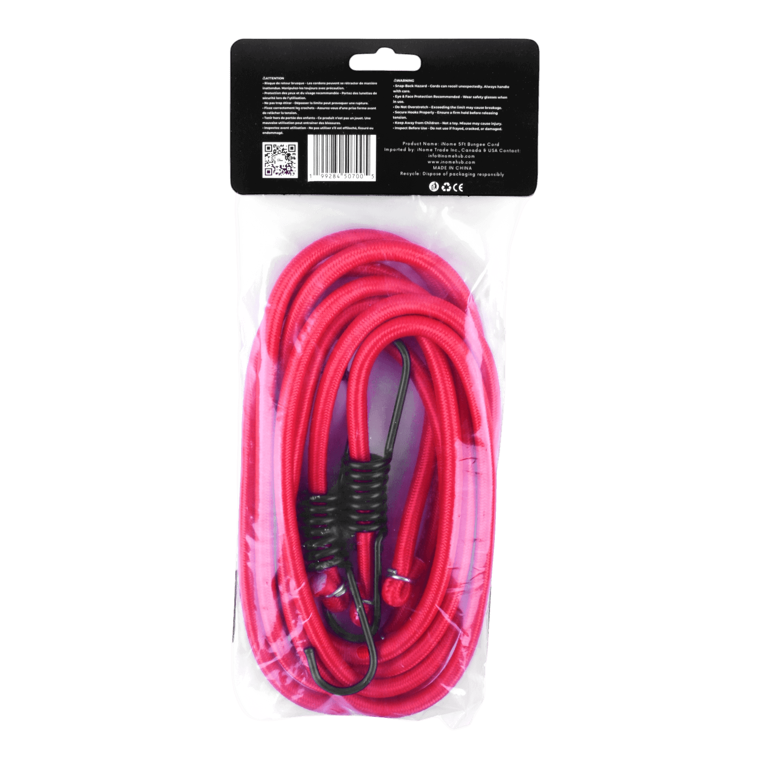 Heavy-Duty 5ft Bungee Cords (2 Cords Per Bag) - Pack of 3