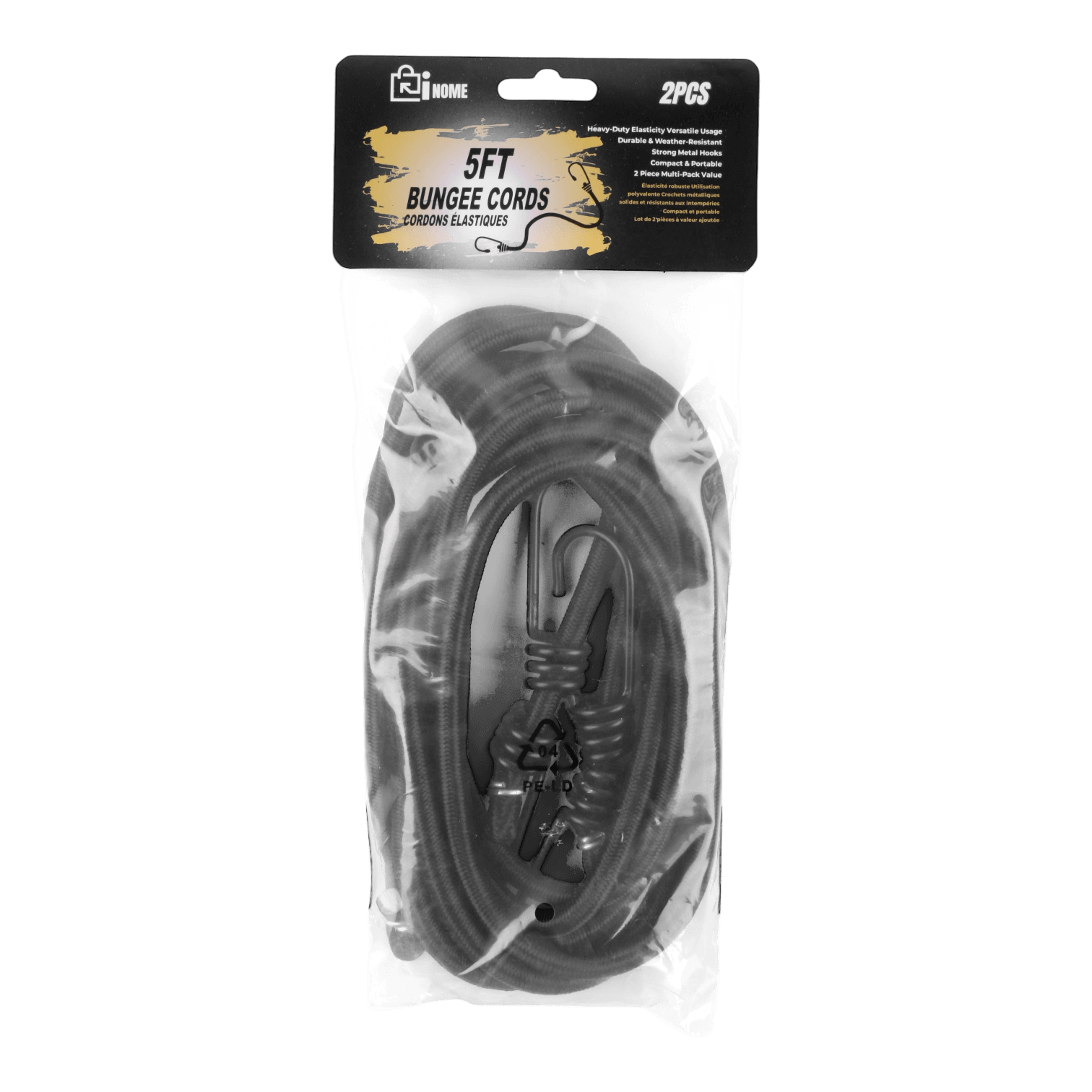 Heavy-Duty 5ft Bungee Cords (2 Cords Per Bag) - Pack of 3