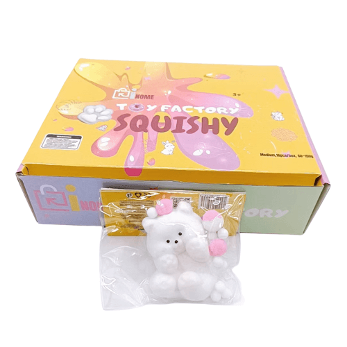 Medium Squishy Flocked Panda Bear - Box of 16 Pieces