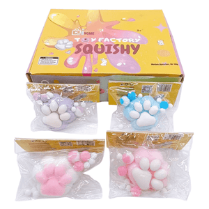 Medium Squishy Flocked Cat Paw - Box of 16 Pieces