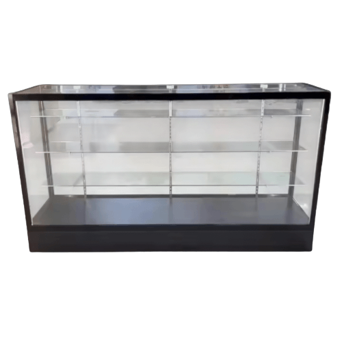 71” Black Aluminum Frame Glass Display Case with Lock