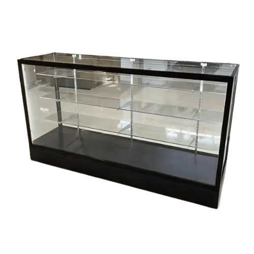 71” Black Aluminum Frame Glass Display Case with Lock