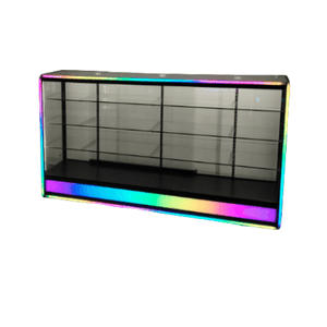 71” Glass Display Case with Lock & Full Lightbox – Black Aluminum Frame (18” W x 39” H)