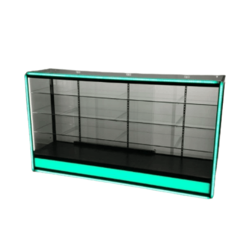 71” Glass Display Case with Lock & Full Lightbox – Black Aluminum Frame (18” W x 39” H)