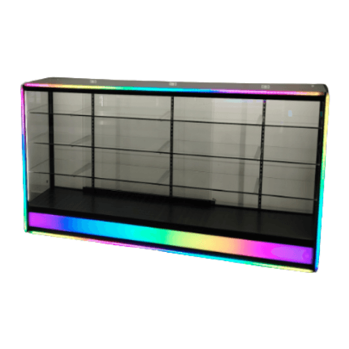71” Glass Display Case with Lock & Full Lightbox – Black Aluminum Frame (18” W x 39” H)